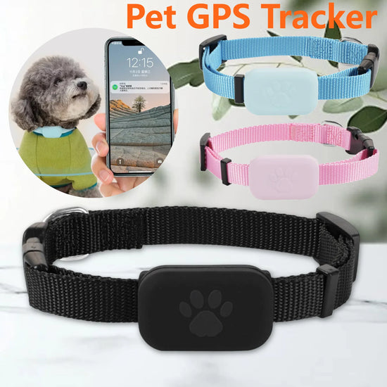 Smart Pet GPS Tracker with Adjustable Collar Real-time Tracking Waterproof Locator for Cats and Dogs Compatible with iOS Android