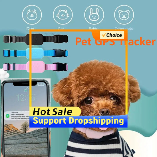 Smart Pet GPS Tracker with Adjustable Collar Real-time Tracking Waterproof Locator for Cats and Dogs Compatible with iOS Android